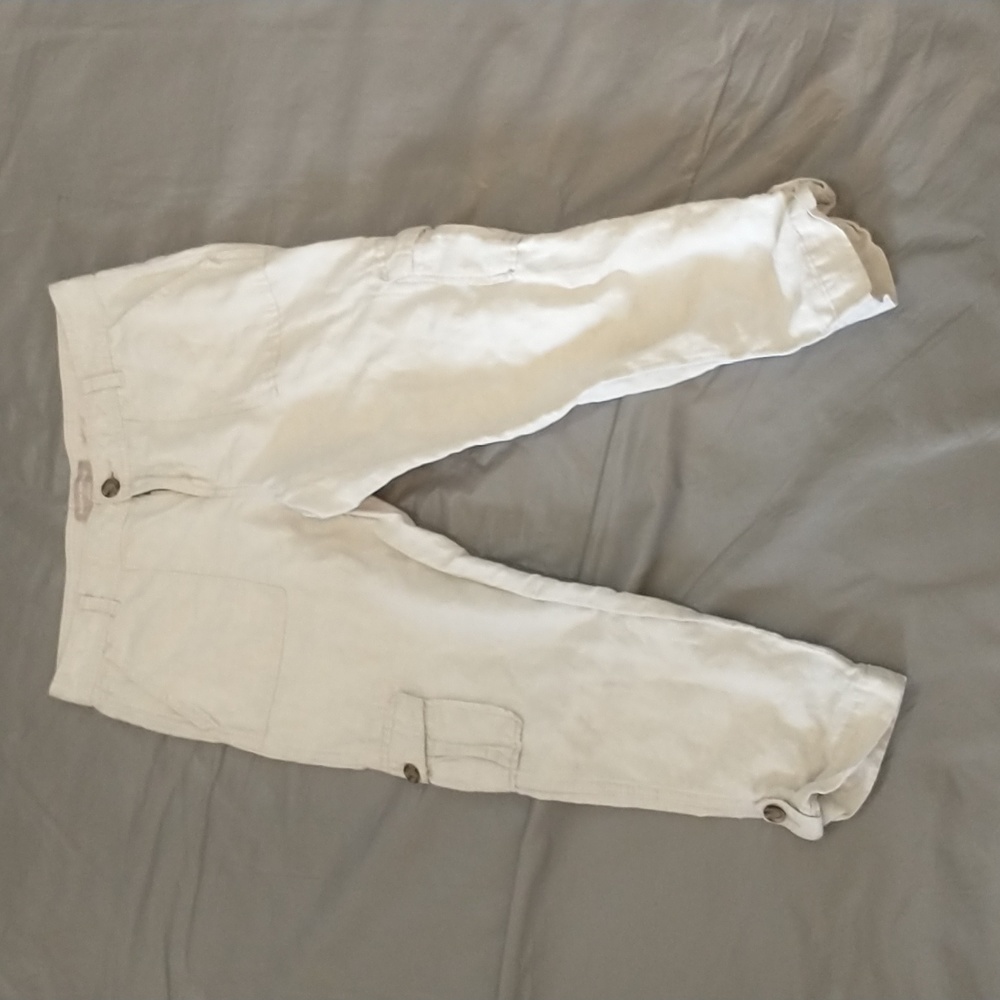 3/$15 banana Republic factory linen blend khaki martin fit cargo capris